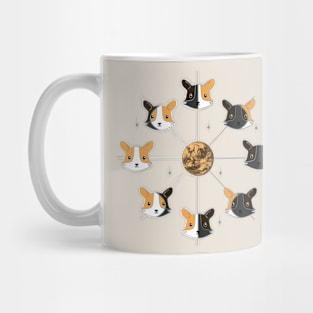 Kawaii Corgi Phases of the Moon Mug